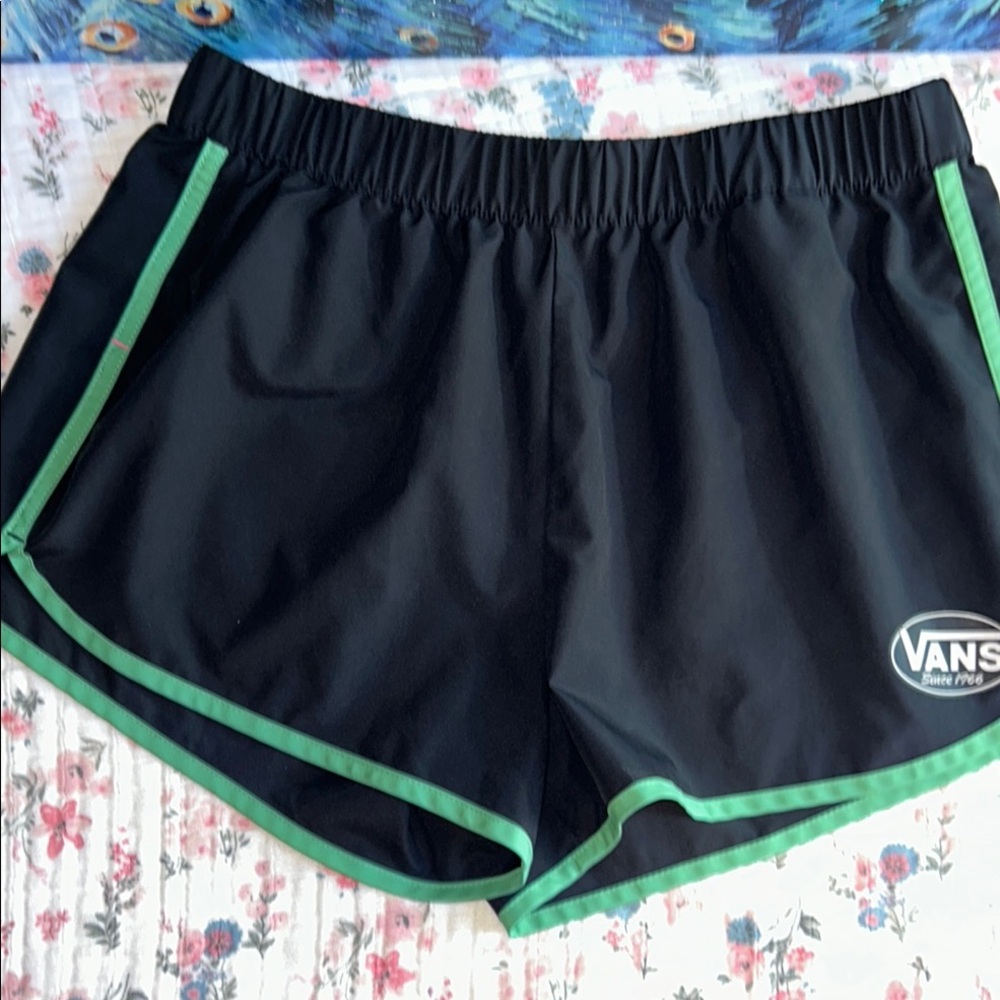 Vans Navy with Green Piping Athletic Shorts Size M